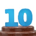 Number 10 Ten on ChoÃÂolate cake. 3D render Illustration Royalty Free Stock Photo